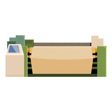 Industrial machinery processing paper roll in modern factory Stock Illustration