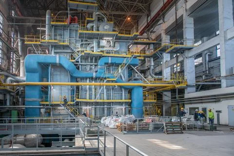 Industrial machines. Internal structure of large thermal power plant. The i.. Stock Photos