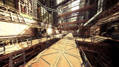 Industrial maintenance passage. Functional utility corridor with fixtures Stock Footage 341814721