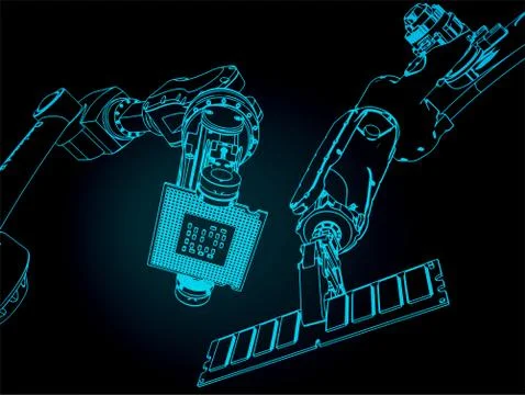 Industrial manipulators and microelectronics Stock Illustration