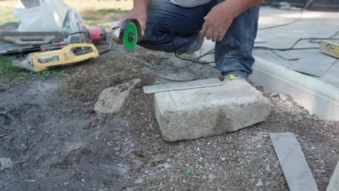 Industrial manual grinder machine with sharp blade disc for cutting ceramic tile Stock Footage 164596746