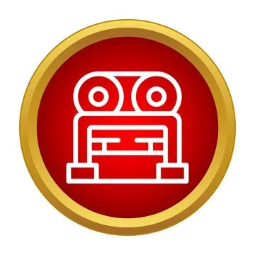 Industrial manufacturing conveying rollers machine production icon Stock Illustration