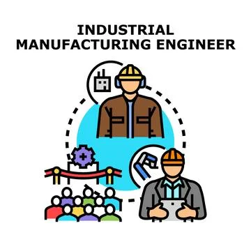 Industrial manufacturing engineer working with automated production Stock Illustration