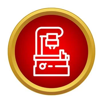 Industrial manufacturing machine icon vector illustration on red circle イラスト素材