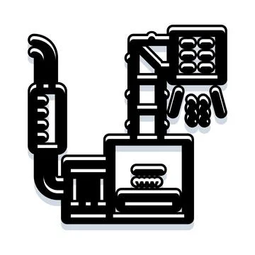Industrial manufacturing process creating products on assembly line イラスト素材