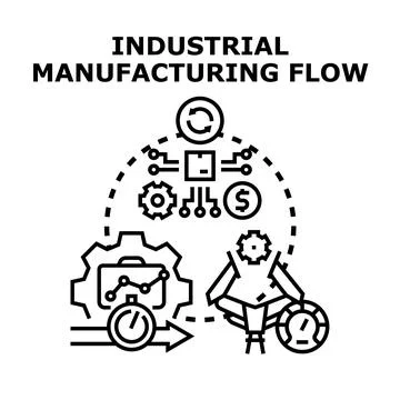 Industrial manufacturing process flow production diagram Illustrazione stock