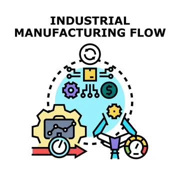 Industrial manufacturing process flow production diagram Illustrazione stock