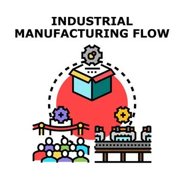 Industrial manufacturing process flow production diagram Stock Illustration