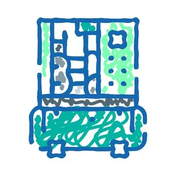 Industrial manufacturing process machine technology doodle Ilustração Stock