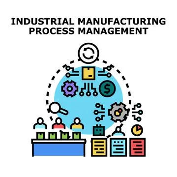 Industrial manufacturing process management vector concept illustration イラスト素材