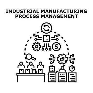 Industrial manufacturing process management vector concept illustration イラスト素材