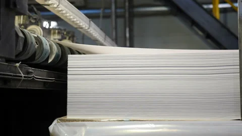 Industrial manufacturing process of plastic sheet for table and furniture Stock Footage 203483986