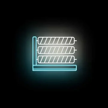 Industrial manufacturing roller machine neon glowing icon design Stock Illustration