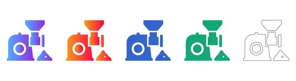 Industrial Material Processing Icon Set Stock Illustration