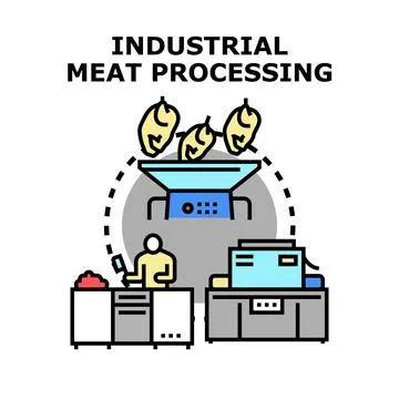 Industrial meat processing icon illustrating food production cycle Stock Illustration