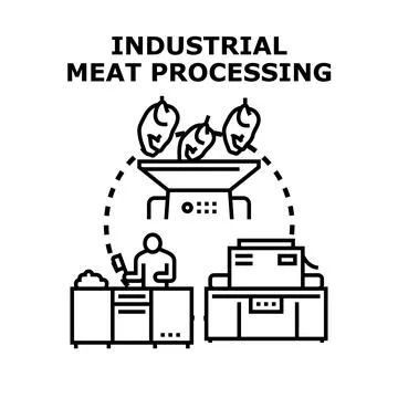Industrial meat processing icon illustrating food production cycle Stock Illustration