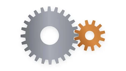 Industrial Mechanical Gear System Meshing with Steel Gray and Copper Metall.. Видео 346006829