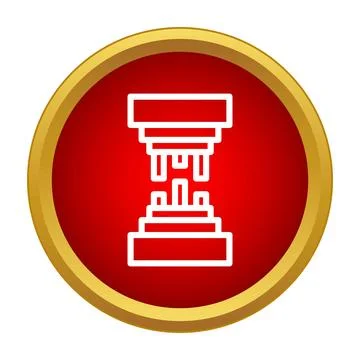 Industrial mechanical press machine icon on red button Stock Illustration