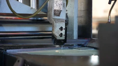 Industrial Metal Cutting Machine Processing Steel Plate in Workshop Stock Footage 330805676