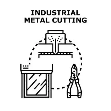 Industrial metal cutting production processing manufacturing concept 스톡 일러스트