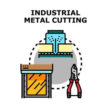 Industrial metal cutting production processing manufacturing concept Stock Illustration