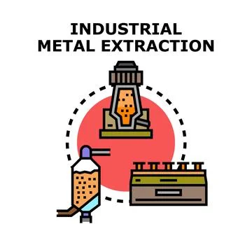 Industrial metal extraction processing with blast furnace Illustration