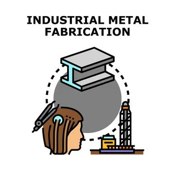 Industrial metal fabrication process creating structural components Stock Illustration