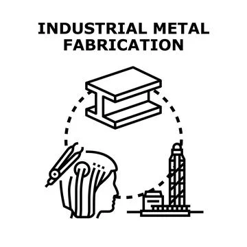 Industrial metal fabrication process creating structural components Stock Illustration