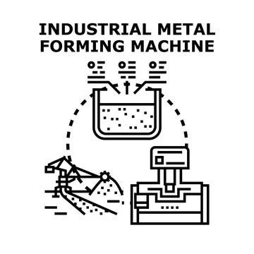 Industrial metal forming machine process vector illustration Stock Illustration
