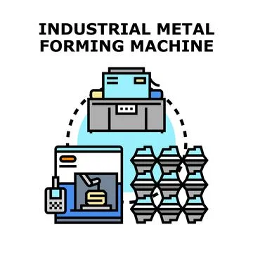 Industrial metal forming machine processing components vector creating produc 스톡 일러스트