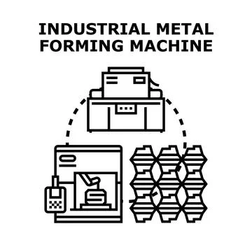 Industrial metal forming machine processing components vector creating produc Stock Illustration