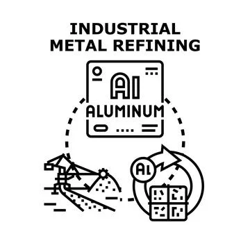 Industrial metal refining process with aluminum production cycle Stock Illustration