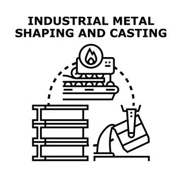 Industrial metal shaping and casting process workflow Stock Illustration