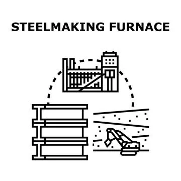 Industrial metallurgy process producing construction materials Illustrazione stock