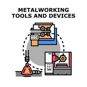 Industrial metalworking tools and devices manufacturing concept Stock Illustration