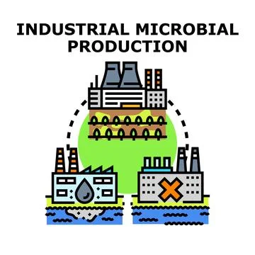 Industrial microbial production vector concept illustration Stock Illustration