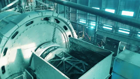 Industrial mill during grinding process in the mining factory Stock Footage 150202926