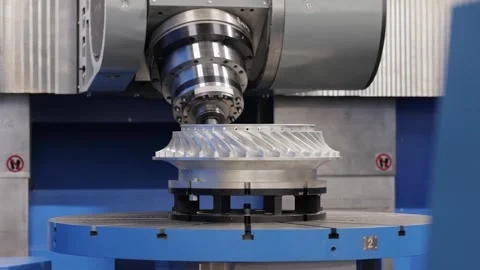 Industrial milling machine processing metal part for turbine engine manufac.. 스톡 동영상 337335394
