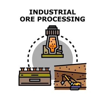 Industrial mineral resource extraction processing manufacturing icon Stock Illustration