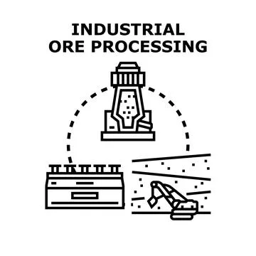 Industrial mineral resource extraction processing manufacturing icon Stock Illustration