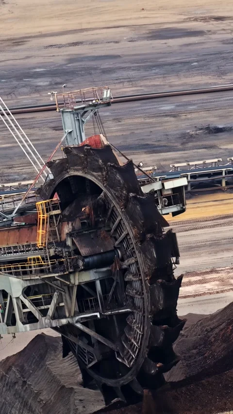 Industrial mining equipment at the Garzweiler open pit mine Stock Footage 346578081