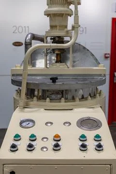 Industrial Mixing Machine Control Panel With Gauge Dials, Alprose Experienc.. Stock Photos