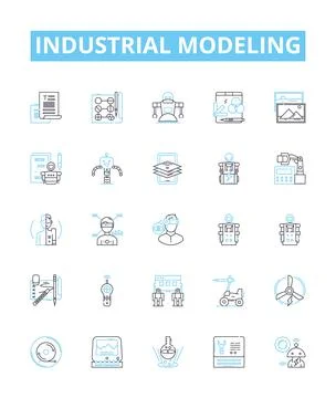 Industrial modeling vector line icons set. Industrial, Modeling, Manufacturing イラスト素材