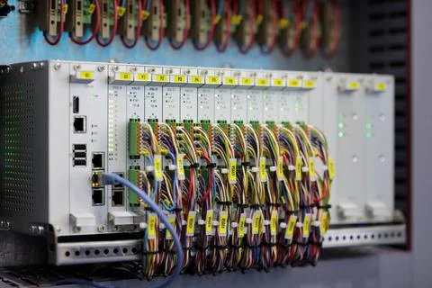 Industrial modular PLC control system Foto stock