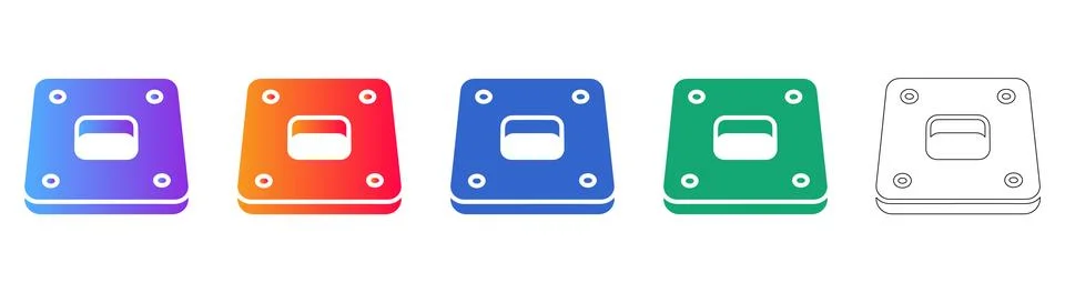 Industrial Mounting Plate Vector Icon Set Stock Illustration