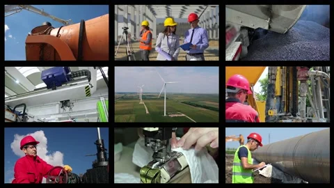 Industrial Multi Screen Conceptual Video Stock Footage 134335492