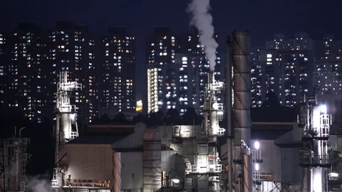 Industrial night view Video stock 81035556