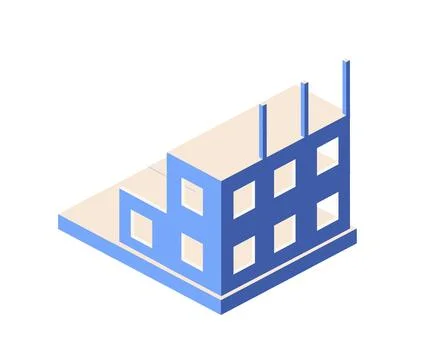 Industrial objects isometrics in the big city skyscrapers under Illustrazione stock