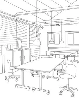 Industrial Office Interior Stock Illustration