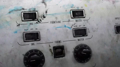 Industrial Offset Press Controls Stock Footage 58585718